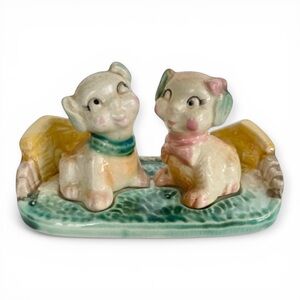Fido And Flossie 3 Piece Salt & Pepper Shakers Mid Century Japan